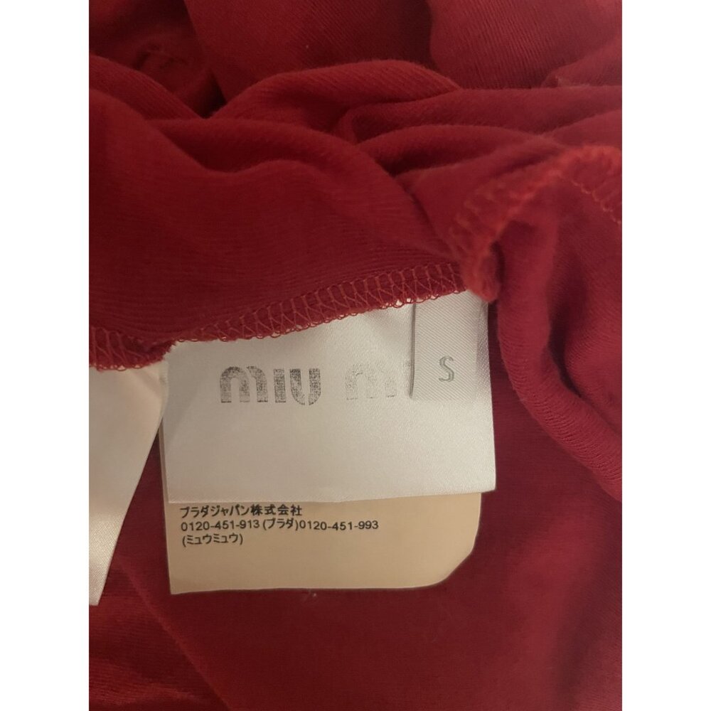 Miu Miu Womens Red Long-Sleeve Crewneck T-Shirt W… - image 8